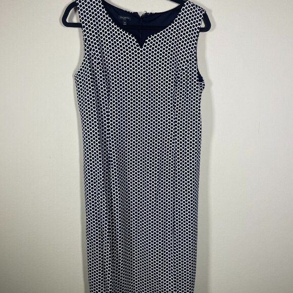 Talbots Dresses & Skirts - Talbots Black & White Sleeveless Sheath Dress Size 14P Geometric Print Stretch!